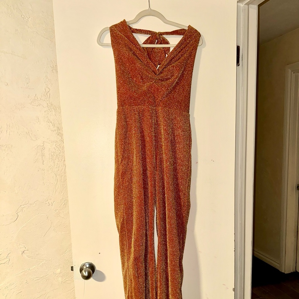 Peppermayo Orange and Gold Jumpsuit